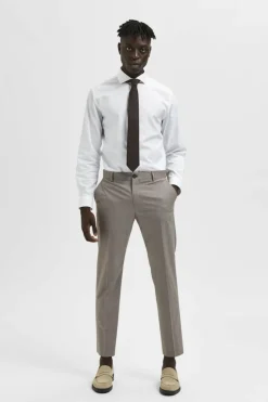 Selected Calças de fato slim fit estrutura Castanho Sale