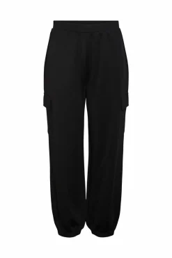 Pieces Calças de mulher cargo com bolsos nas laterais preto Clearance