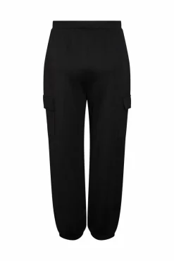 Pieces Calças de mulher cargo com bolsos nas laterais preto Clearance