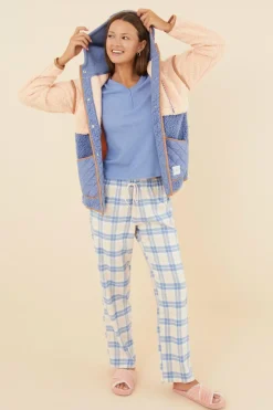 Women'secret Calças em 100% algodão de flanela aos quadrados em telha estampado Fashion
