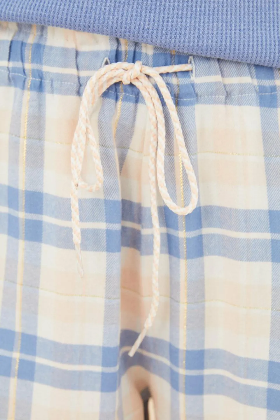 Women'secret Calças em 100% algodão de flanela aos quadrados em telha estampado Fashion