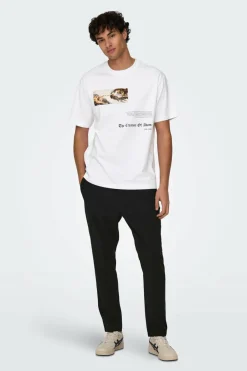 Only & Sons Calças fluidas bainha ajustada Sale