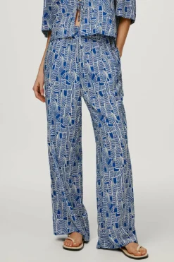 Object Calças fluidas com estampado Azul Outlet