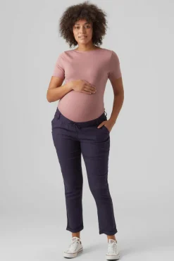 Mamalicious Calças linho maternity azul New