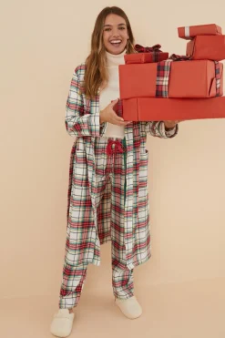 Women'secret Calças pijama xadrez 100% algodão vermelho estampado Best