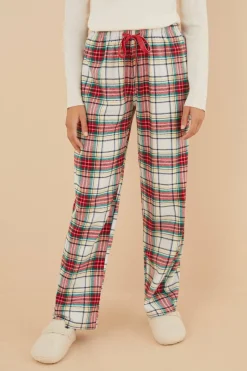 Women'secret Calças pijama xadrez 100% algodão vermelho estampado Best