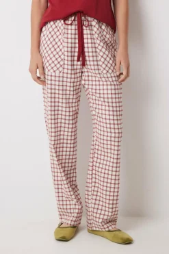 Women'secret Calças pijama xadrez algodão vermelho estampado Outlet