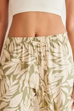 Women'secret Calças viscose estampado folhas verde Sale