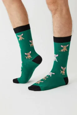Besocks Calcetines altos de algodón orgánico color verde Fashion