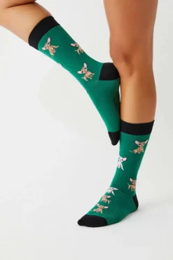 Besocks Calcetines altos de algodón orgánico color verde Fashion