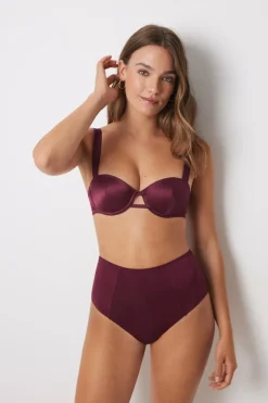 Women'secret Calcinha alta em cetim marrom estampado Best
