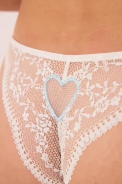 Women'secret Calcinha brasileira de renda branca bege Sale