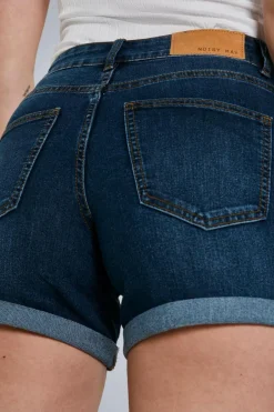 Noisy May Calções com dobra na bainha azul Fashion