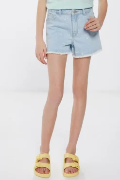 Springfield Kids Calções denim bordado menina azul Outlet