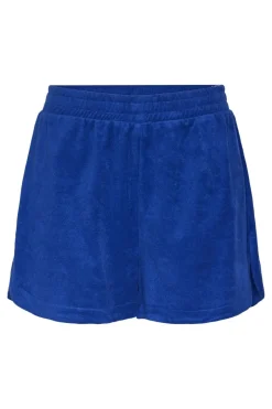 Pieces Calções mulher de algodão com cintura elástica. azul Sale