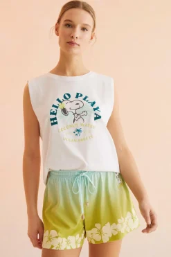 Women'secret Calções Snoopy tingidos 100% algodão estampado Best