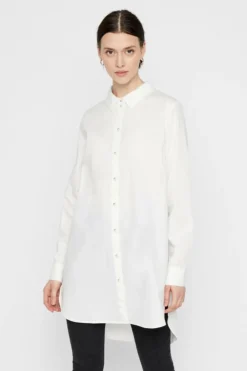 Pieces Camisa básica comprida qualidade popelina Online