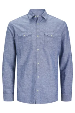Jack & Jones PLUS Camisa com gola camiseira azul Fashion