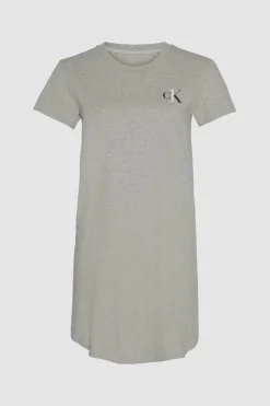 Calvin Klein Camisa de dormir de algodão com logótipo da cinzento Sale