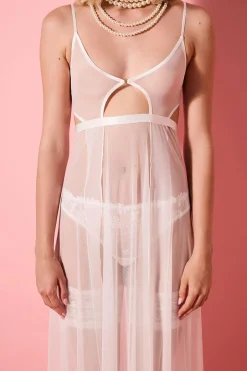 Penti Camisa de dormir longa da noiva branco Outlet