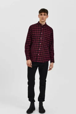 Selected Camisa de homem de xadrez Slim Fit Clearance