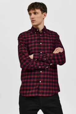 Selected Camisa de homem de xadrez Slim Fit Clearance