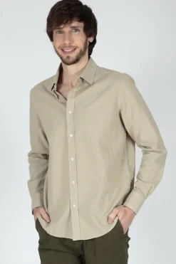 Brave Soul Camisa de linho de manga comprida castanho Outlet