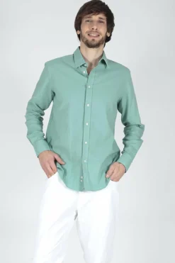 Brave Soul Camisa de linho de manga comprida bege Hot