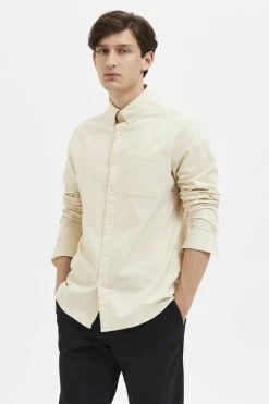 Selected Camisa de manga comprida com bolso 100% algodão Fashion