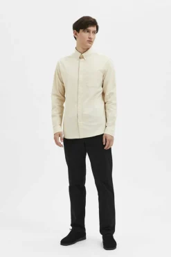 Selected Camisa de manga comprida com bolso 100% algodão Fashion