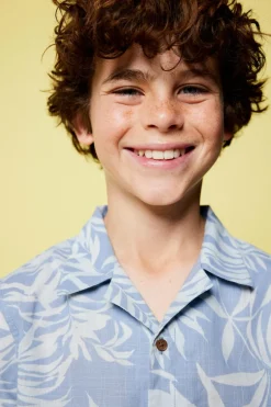 Springfield Kids Camisa flores menino azul Fashion