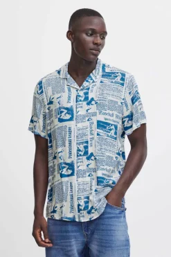 Blend Camisa Manga Curta Estampada azul New