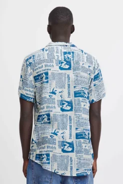 Blend Camisa Manga Curta Estampada azul New
