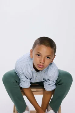 Springfield Kids Camisa pinpoint riscas menino azul Clearance