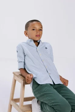 Springfield Kids Camisa pinpoint riscas menino azul Clearance