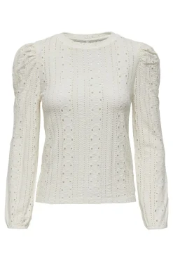 Only Maternity Camisa pré-mamã com mangas bufantes em malha jacquard branco Clearance