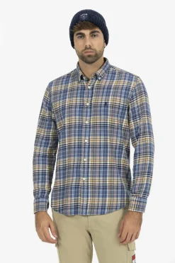 elPulpo Camisa xadrez Amur Viyela Azul Clearance