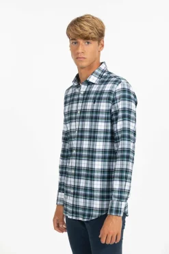 elPulpo Camisa xadrez Danúbio Viyela Azul Outlet