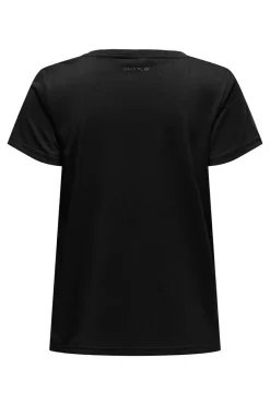 Only Play Camiseta de manga manga curta com gola em V e tecido com efeito água preto Hot