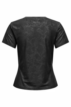 Only Play Camiseta manga curta em tecido com efeito cobra preto Online