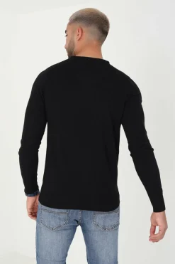 Brave Soul Camisola básica com gola caixa preto Best