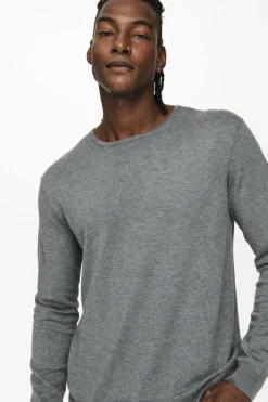 Only & Sons Camisola de malha cinzento Discount