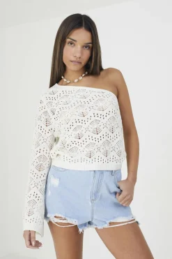 Brave Soul Camisola de malha assimétrica branco Discount