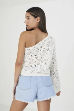 Brave Soul Camisola de malha assimétrica branco Discount