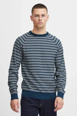 Blend Camisola de Malha Gola Redonda Riscas azul Sale