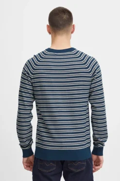 Blend Camisola de Malha Gola Redonda Riscas azul Sale