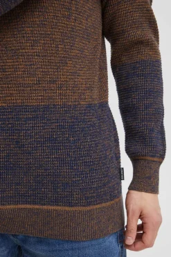 Blend Camisola de malha gola redonda azul Discount