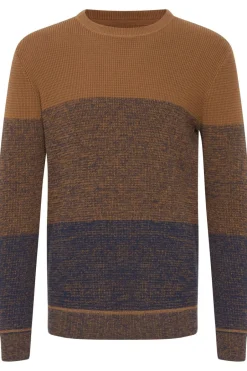Blend Camisola de malha gola redonda azul Discount
