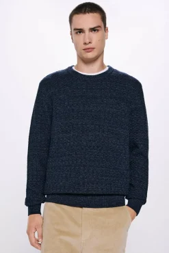 Springfield Camisola estrutura fio torcido azul Sale