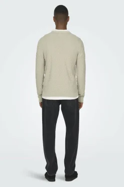 Only & Sons Camisola gola redonda textura cinzento Discount